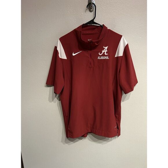 Alabama Crimson Tide Mens Large Nike Short Sleeve Windbreaker 1/4 Zip Vented - Picture 1 of 9